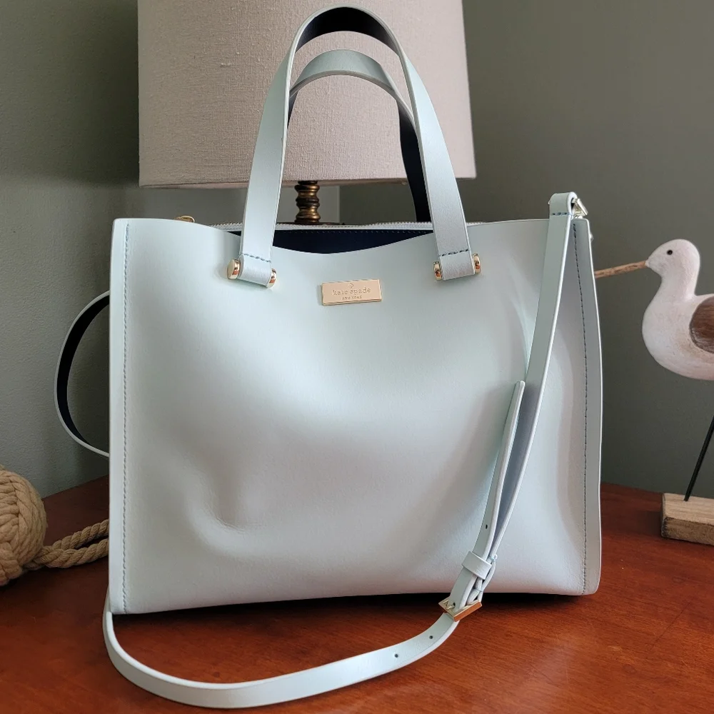 Kate Spade Kyra Arbour Hill Light Blue Leather Satchel Tote